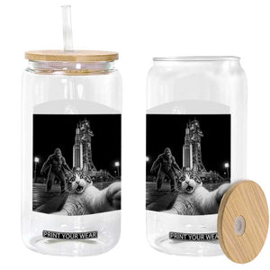Funny Cat Selfie with Bigfoot Glass Can Back To The Moon Mission 2026 TS14 Print Your Wear