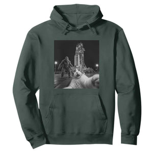 Funny Cat Selfie with Bigfoot Hoodie Back To The Moon Mission 2026 TS14 Dark Forest Green Print Your Wear