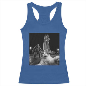 Funny Cat Selfie with Bigfoot Racerback Tank Top Back To The Moon Mission 2026 TS14 Royal Blue Print Your Wear