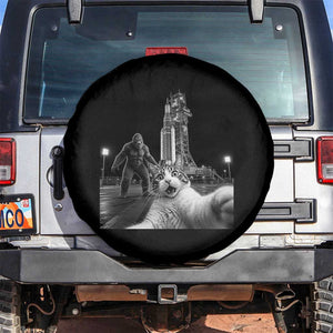 Funny Cat Selfie with Bigfoot Spare Tire Cover Back To The Moon Mission 2026 TS14 No hole Black Print Your Wear