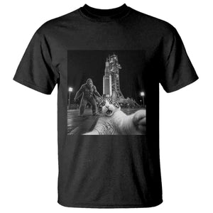 Funny Cat Selfie with Bigfoot T Shirt Back To The Moon Mission 2026 TS14 Black Print Your Wear