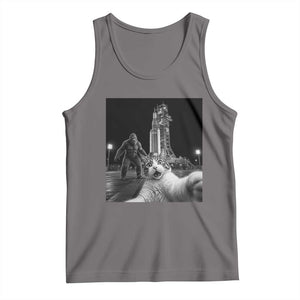 Funny Cat Selfie with Bigfoot Tank Top Back To The Moon Mission 2026 TS14 Deep Heather Print Your Wear