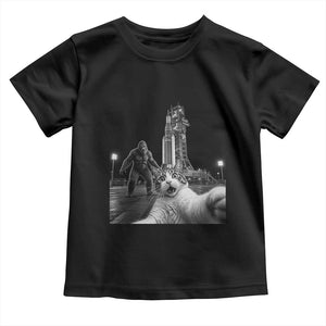 Funny Cat Selfie with Bigfoot Toddler T Shirt Back To The Moon Mission 2026 TS14 Black Print Your Wear