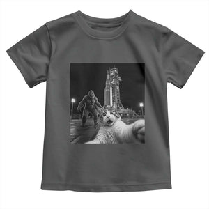 Funny Cat Selfie with Bigfoot Toddler T Shirt Back To The Moon Mission 2026 TS14 Dark Heather Print Your Wear