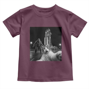 Funny Cat Selfie with Bigfoot Toddler T Shirt Back To The Moon Mission 2026 TS14 Maroon Print Your Wear