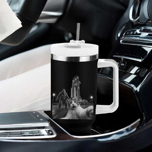 Funny Cat Selfie with Bigfoot Tumbler With Handle Back To The Moon Mission 2026 TS14 Print Your Wear