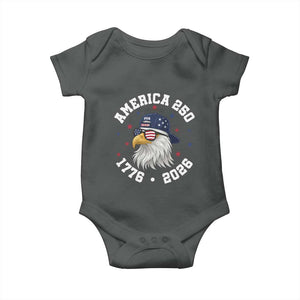 250 Years American Anniversary Baby Onesie Patriotic Bald Eagle Fourth of July TS14 Dark Heather Print Your Wear