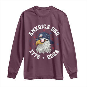 250 Years American Anniversary Long Sleeve Shirt Patriotic Bald Eagle Fourth of July TS14 Maroon Print Your Wear