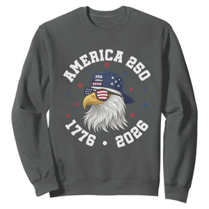 250 Years American Anniversary Sweatshirt Patriotic Bald Eagle Fourth of July TS14 Dark Heather Print Your Wear