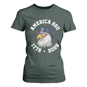 250 Years American Anniversary T Shirt For Women Patriotic Bald Eagle Fourth of July TS14 Dark Forest Green Print Your Wear