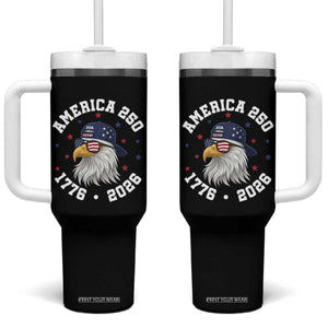 250 Years American Anniversary Tumbler With Handle Patriotic Bald Eagle Fourth of July TS14 One Size: 40 oz Black Print Your Wear