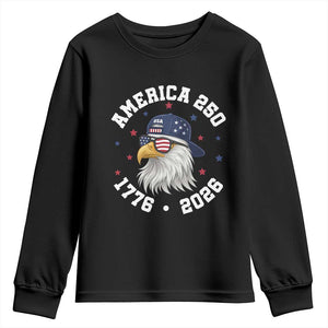 250 Years American Anniversary Youth Sweatshirt Patriotic Bald Eagle Fourth of July TS14 Black Print Your Wear