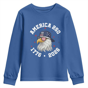 250 Years American Anniversary Youth Sweatshirt Patriotic Bald Eagle Fourth of July TS14 Royal Blue Print Your Wear