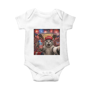 250 Years Of Freedom Baby Onesie Funny Cat Selfie 4th of July Party TS14 White Print Your Wear