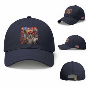 250 Years Of Freedom Baseball Cap Funny Cat Selfie 4th of July Party TS14 Baseball Cap Universal Fit Navy Print Your Wear