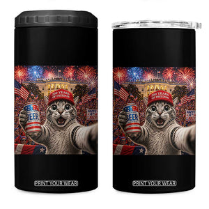 250 Years Of Freedom 4 in 1 Can Cooler Tumbler Funny Cat Selfie 4th of July Party TS14 One Size: 16 oz Black Print Your Wear