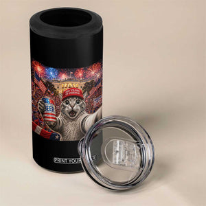 250 Years Of Freedom 4 in 1 Can Cooler Tumbler Funny Cat Selfie 4th of July Party TS14 Print Your Wear