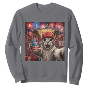 250 Years Of Freedom Sweatshirt Funny Cat Selfie 4th of July Party TS14 Charcoal Print Your Wear