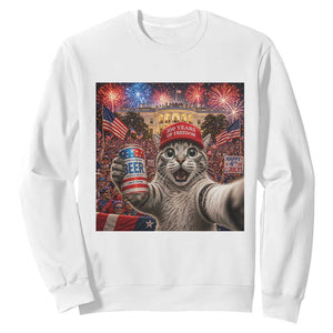 250 Years Of Freedom Sweatshirt Funny Cat Selfie 4th of July Party TS14 White Print Your Wear