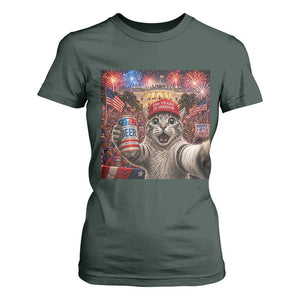 250 Years Of Freedom T Shirt For Women Funny Cat Selfie 4th of July Party TS14 Dark Forest Green Print Your Wear