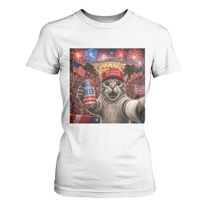 250 Years Of Freedom T Shirt For Women Funny Cat Selfie 4th of July Party TS14 White Print Your Wear