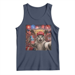 250 Years Of Freedom Tank Top Funny Cat Selfie 4th of July Party TS14 Navy Print Your Wear