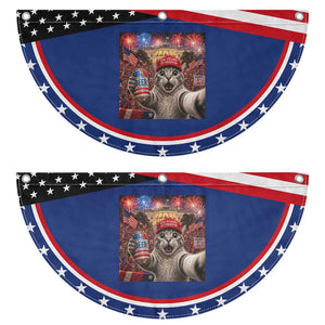 250 Years Of Freedom Patriotic Fan Flag Funny Cat Selfie 4th of July Party