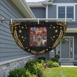 250 Years Of Freedom Patriotic Fan Flag Funny Cat Selfie 4th of July Party
