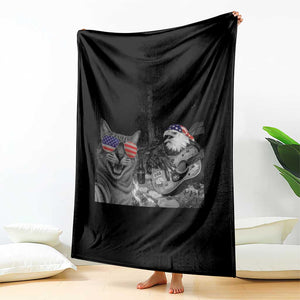 Funny Cat Selfie 4th of July Throw Blanket Patriotic Eagle American Flag Gift TS14 Print Your Wear