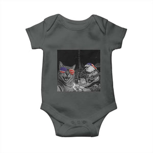 Funny Cat Selfie 4th of July Baby Onesie Patriotic Eagle American Flag Gift TS14 Dark Heather Print Your Wear