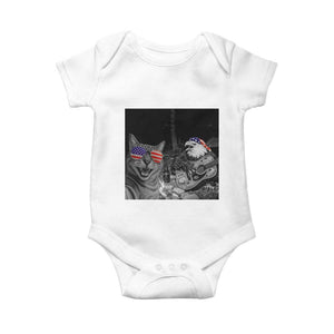 Funny Cat Selfie 4th of July Baby Onesie Patriotic Eagle American Flag Gift TS14 White Print Your Wear