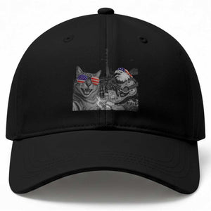 Funny Cat Selfie 4th of July Baseball Cap Patriotic Eagle American Flag Gift TS14 Print Your Wear
