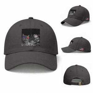 Funny Cat Selfie 4th of July Baseball Cap Patriotic Eagle American Flag Gift TS14 Baseball Cap Universal Fit Dark Gray Print Your Wear