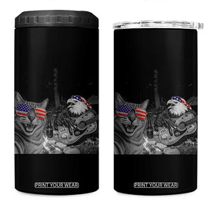 Funny Cat Selfie 4th of July 4 in 1 Can Cooler Tumbler Patriotic Eagle American Flag Gift TS14 One Size: 16 oz Black Print Your Wear