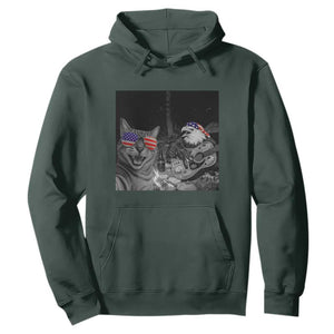 Funny Cat Selfie 4th of July Hoodie Patriotic Eagle American Flag Gift TS14 Dark Forest Green Print Your Wear
