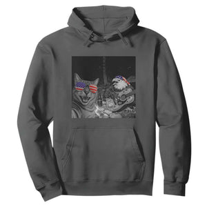 Funny Cat Selfie 4th of July Hoodie Patriotic Eagle American Flag Gift TS14 Dark Heather Print Your Wear