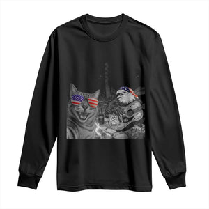 Funny Cat Selfie 4th of July Long Sleeve Shirt Patriotic Eagle American Flag Gift TS14 Black Print Your Wear