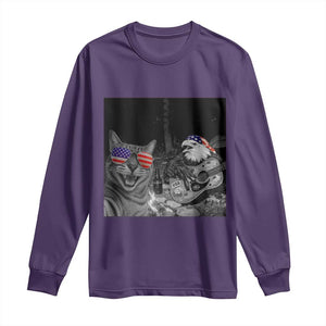 Funny Cat Selfie 4th of July Long Sleeve Shirt Patriotic Eagle American Flag Gift TS14 Purple Print Your Wear