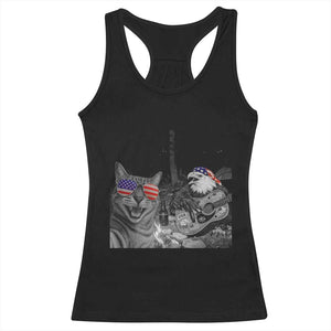 Funny Cat Selfie 4th of July Racerback Tank Top Patriotic Eagle American Flag Gift TS14 Black Print Your Wear