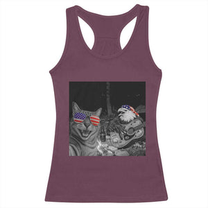 Funny Cat Selfie 4th of July Racerback Tank Top Patriotic Eagle American Flag Gift TS14 Maroon Print Your Wear