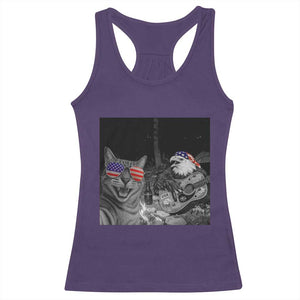 Funny Cat Selfie 4th of July Racerback Tank Top Patriotic Eagle American Flag Gift TS14 Purple Print Your Wear