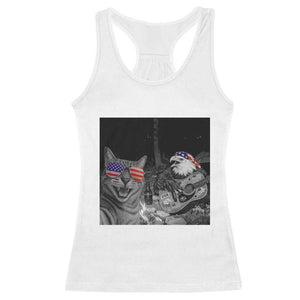 Funny Cat Selfie 4th of July Racerback Tank Top Patriotic Eagle American Flag Gift TS14 White Print Your Wear