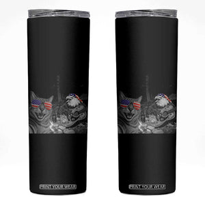 Funny Cat Selfie 4th of July Skinny Tumbler Patriotic Eagle American Flag Gift TS14 Black Print Your Wear