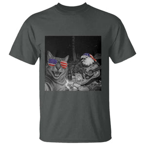 Funny Cat Selfie 4th of July T Shirt Patriotic Eagle American Flag Gift TS14 Dark Heather Print Your Wear
