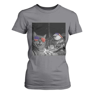 Funny Cat Selfie 4th of July T Shirt For Women Patriotic Eagle American Flag Gift TS14 Charcoal Print Your Wear