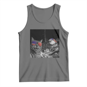 Funny Cat Selfie 4th of July Tank Top Patriotic Eagle American Flag Gift TS14 Black Heather Print Your Wear