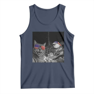 Funny Cat Selfie 4th of July Tank Top Patriotic Eagle American Flag Gift TS14 Navy Print Your Wear