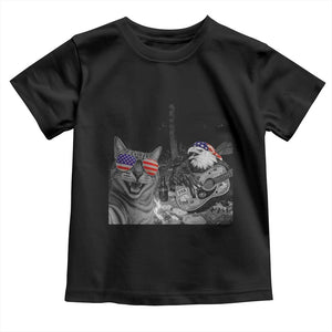 Funny Cat Selfie 4th of July Toddler T Shirt Patriotic Eagle American Flag Gift TS14 Black Print Your Wear