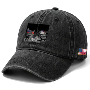 Funny Cat Selfie 4th of July Washed Cotton Baseball Cap Patriotic Eagle American Flag Gift TS14 Print Your Wear