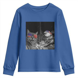 Funny Cat Selfie 4th of July Youth Sweatshirt Patriotic Eagle American Flag Gift TS14 Royal Blue Print Your Wear